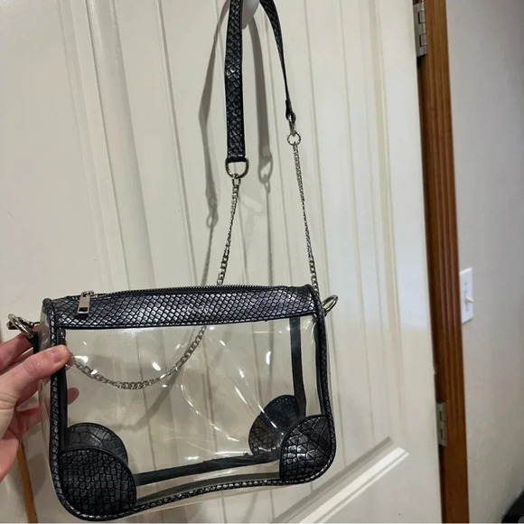Clarity Handbag Clear Stadium Approved Crossbody Transparent Black Python Purse - Picture 3 of 15